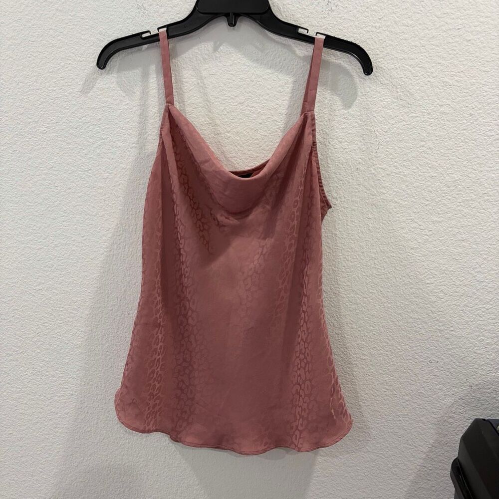 White House Black Market pink Satin Leopard Cowl Neck- Size XS